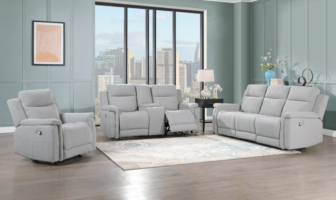 Global Furniture MetroLounger 3-Seater Gray Fabric Recliner Sofa