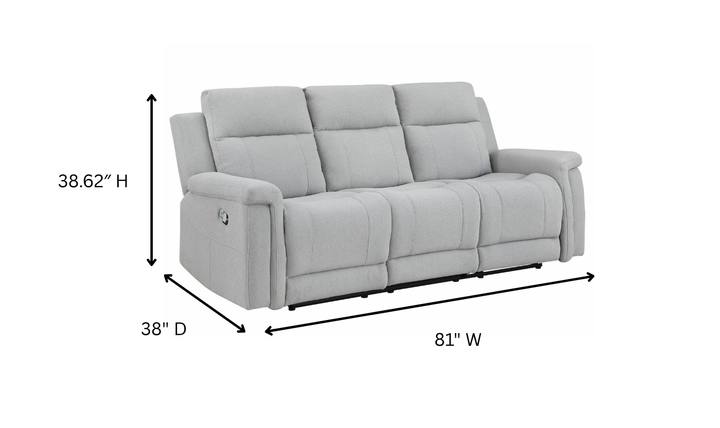 Global Furniture MetroLounger 3-Seater Gray Fabric Recliner Sofa