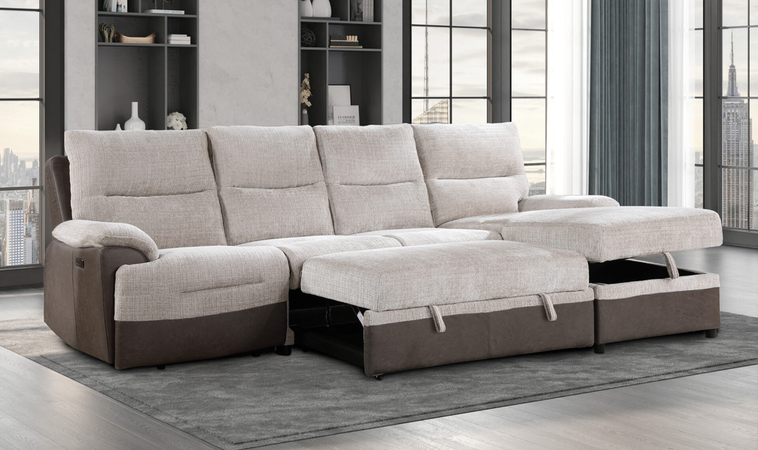Global Furniture Slate Living Pull-Out Sectional Sofa-Jennifer Furniture