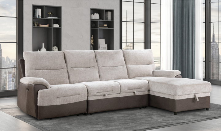 Global Furniture Slate Living Pull-Out Sectional Sofa-Jennifer Furniture