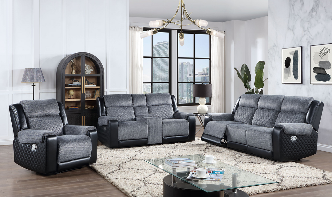 Global Furniture Veilwalkers 3-Seater Gray Fabric Recliner Sofa