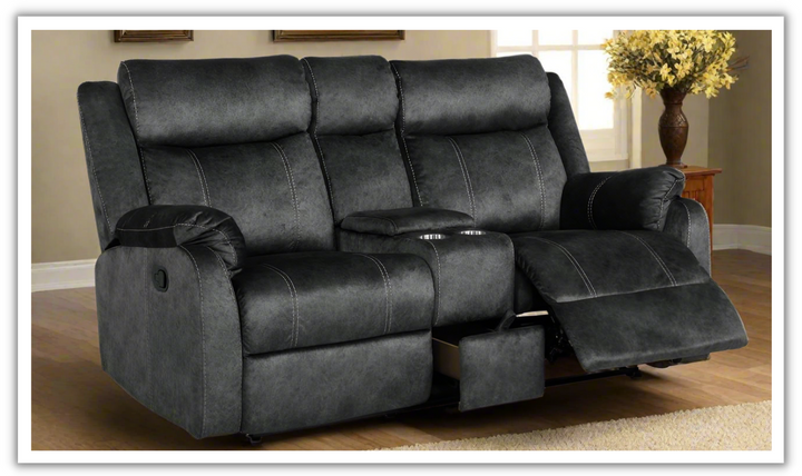 Global Furniture Giada Tufted Back Manual Reclining Loveseat with Cup Holders-jennifer furniture