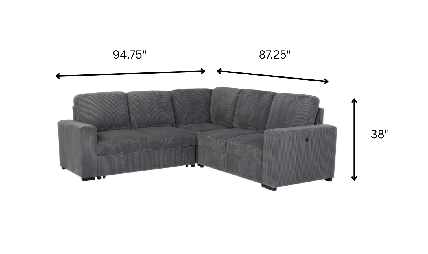 Global Furniture Gray Fabric 4-Seater Sectional Sofa