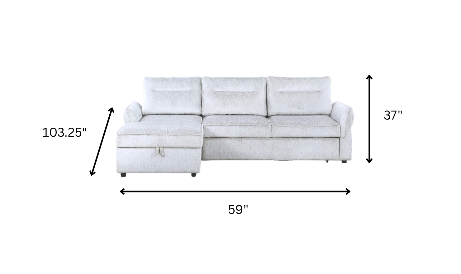 Global Furniture Gray Pull Out 3-Seater Fabric Sofa Bed