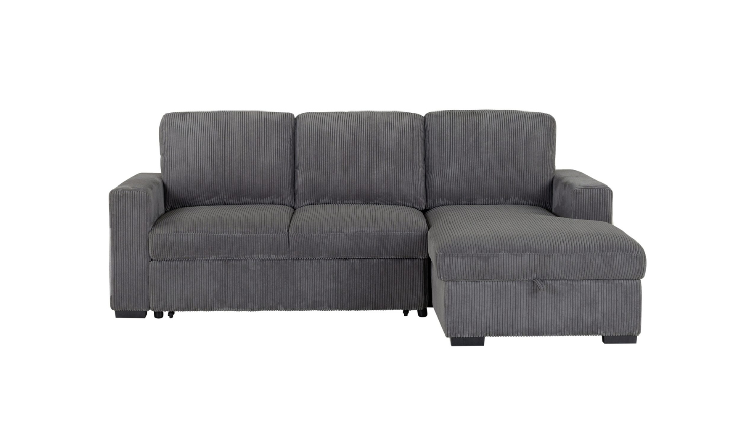 Global Furniture Gray L-Shape Fabric Sectional Sofa with Storage Chaise