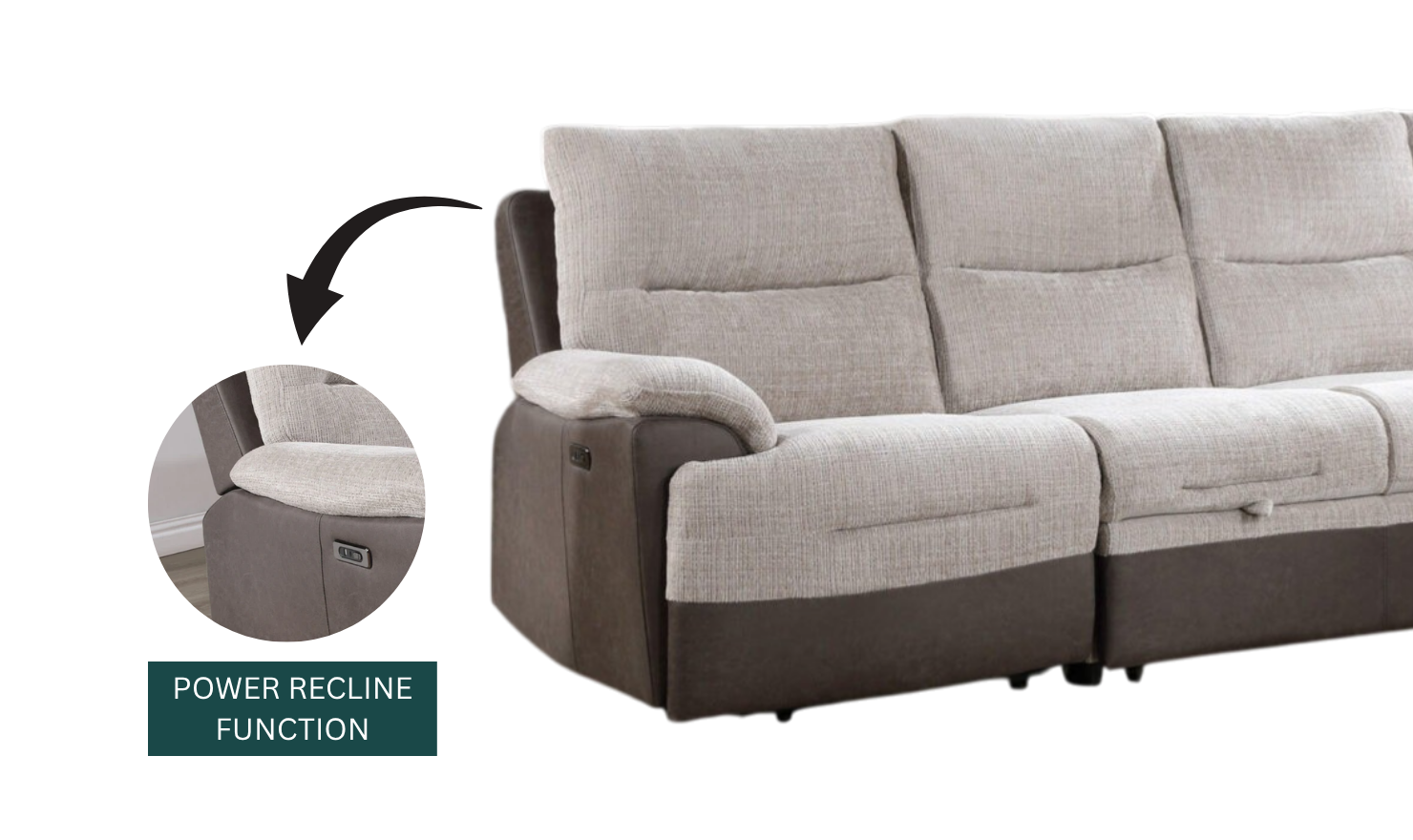 Global Furniture Living Beige 4-Seater Sectional Sofa with USB Port