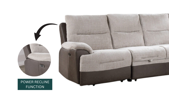 Global Furniture Living Beige 4-Seater Sectional Sofa with USB Port
