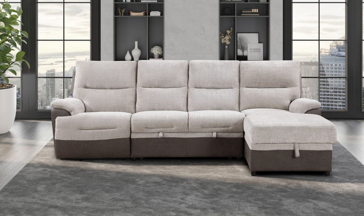 Global Furniture Living Beige 4-Seater Sectional Sofa with USB Port