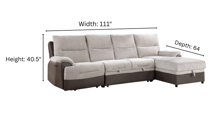 Global Furniture Living Beige 4-Seater Sectional Sofa with USB Port