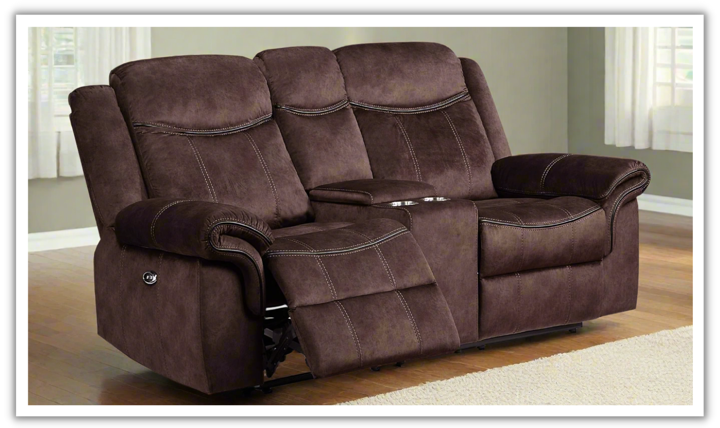 Global Furniture Maison Leather Power Reclining Loveseat with Cup Holders-jennifer furniture
