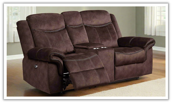Global Furniture Maison Leather Power Reclining Loveseat with Cup Holders-jennifer furniture