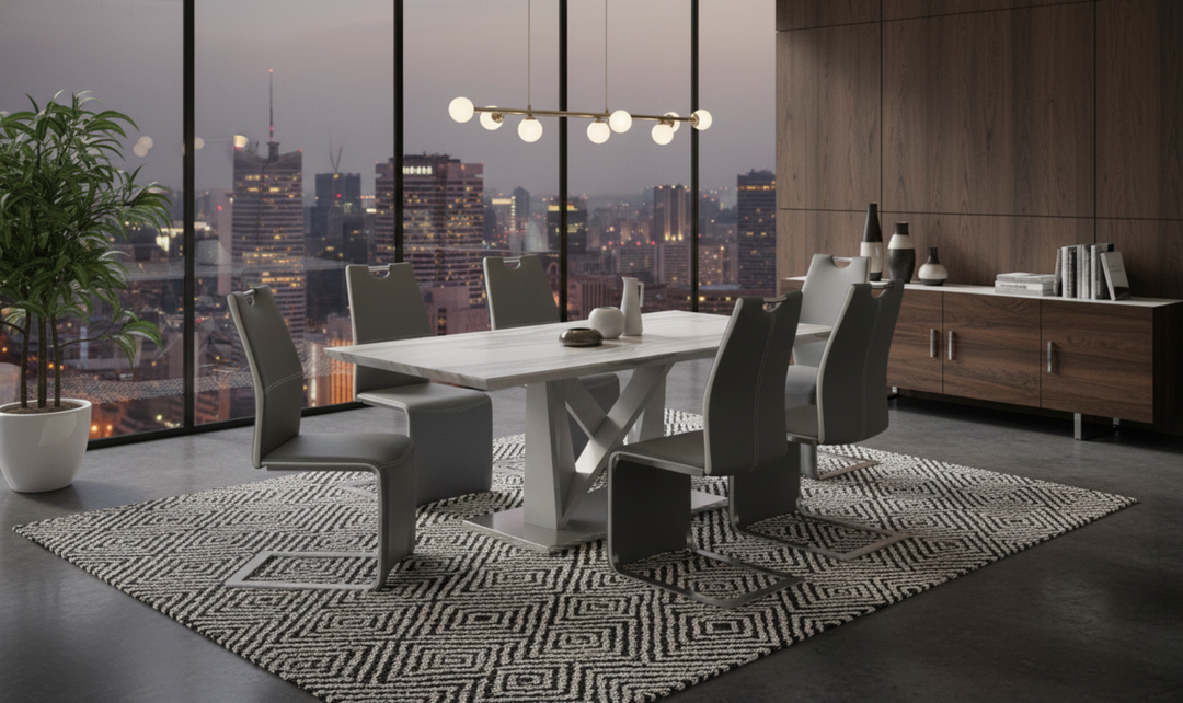 Global Furniture Sismic Dining Table with Amplitude Chair-jennifer furniture