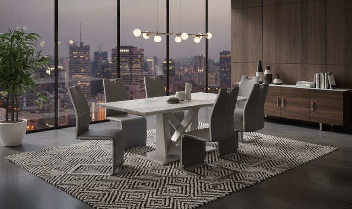 Global Furniture Sismic Dining Table with Amplitude Chair-jennifer furniture