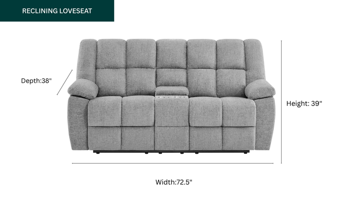 Global Furniture Gray Contemporary Recliner Living Room Set