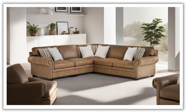 Bernhardt Grandview 5 Piece Sectional Sofa in Leather