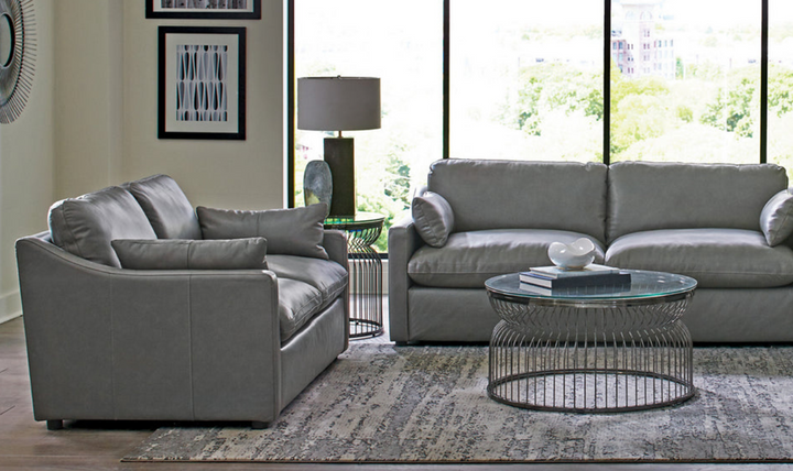 Coaster Grayson Leather Modular Sofa with Sloped Arm in Gray