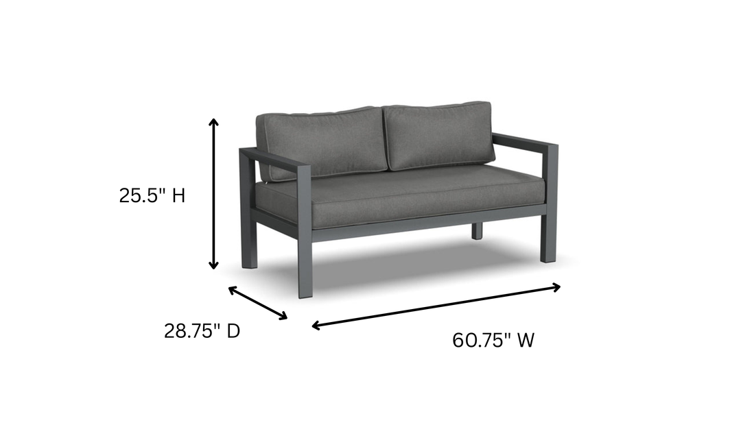 Homestyles Grayton Outdoor Aluminum Loveseat with Lounge Chairs and Coffee Table
