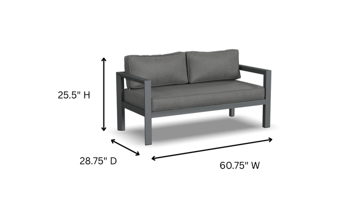 Homestyles Grayton Outdoor Aluminum Loveseat with Lounge Chairs and Coffee Table