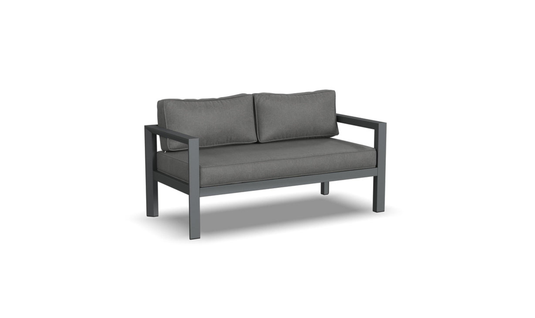 Homestyles Grayton Outdoor Aluminum Loveseat with Lounge Chairs and Coffee Table