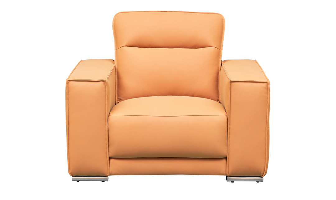 Grazia Orange Leather Chair with Track Arms