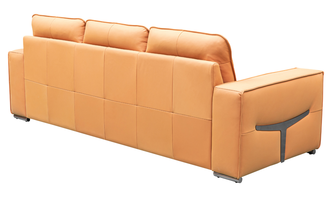 Grazia 3 Seater Leather Sofa In Orange