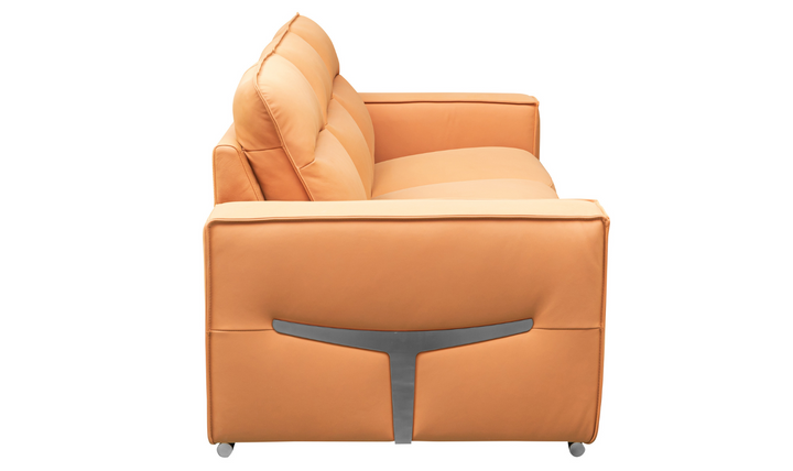 Grazia Orange Leather Chair with Track Arms