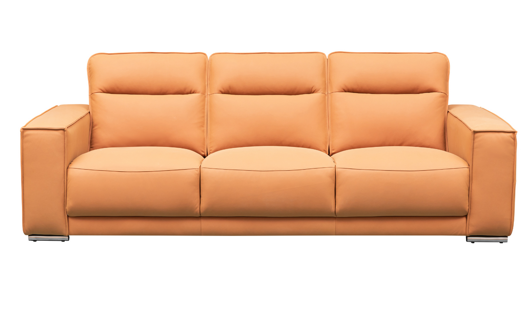 Grazia 3 Seater Leather Sofa In Orange
