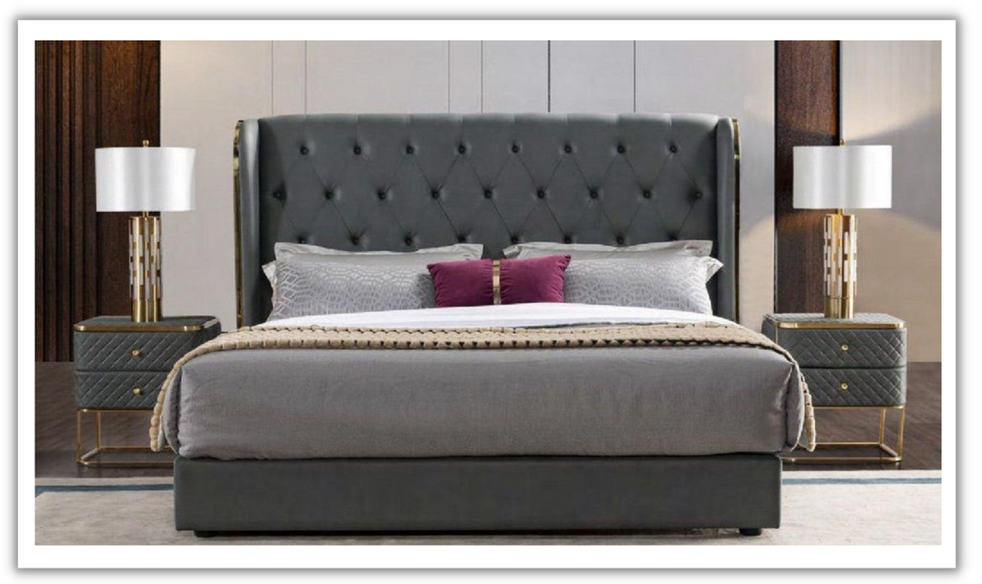 Grey Virio Queen Bedroom Set with Night Stands- jennifer furniture