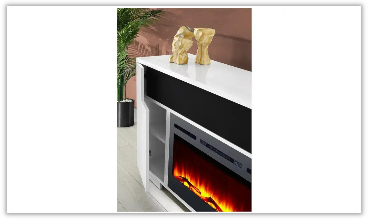 Haley 76" TV Console + Fireplace with Adjustable Flame