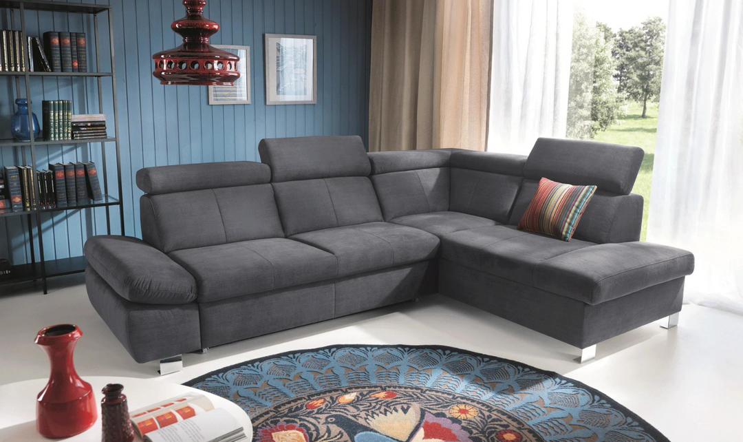 Happy Sleeper Sectional Sofa In Navy Dark Gray
