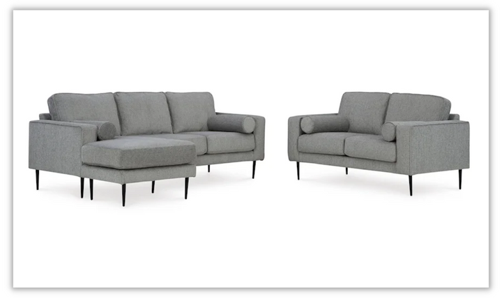 Hazela Fabric Upholstered Sofa Chaise In Charcoal
