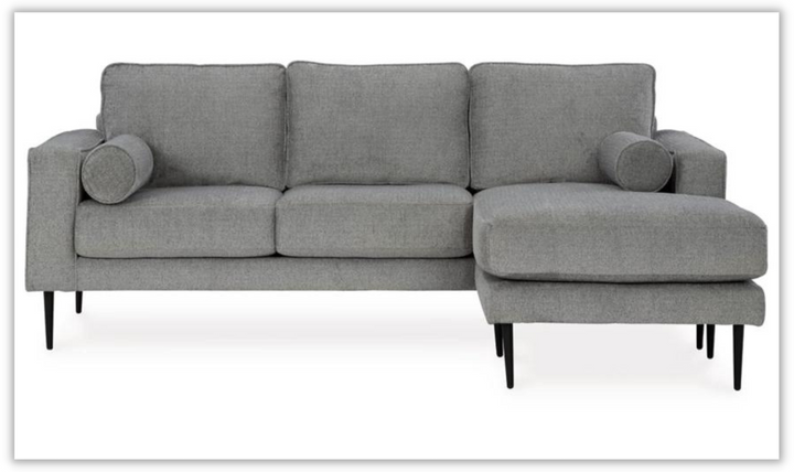 Hazela Fabric Upholstered Sofa Chaise In Charcoal