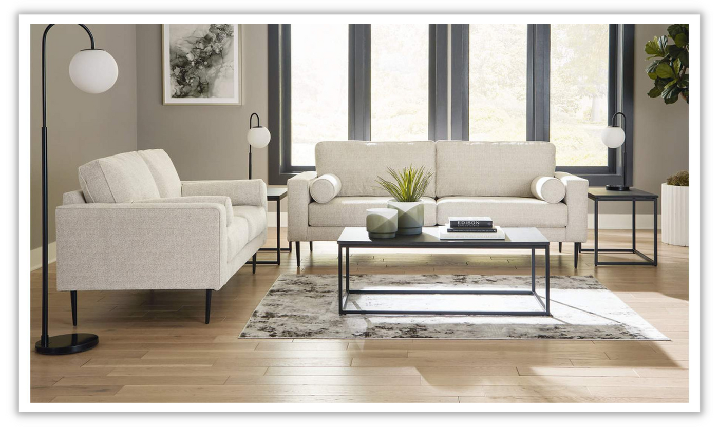 Hazela Fabric Upholstered Wooden Living Room Set