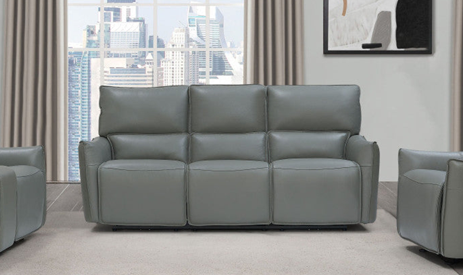 Gio Italia Heather 3-Seater Sofa w/ 2 Recliners with Power Headrest
