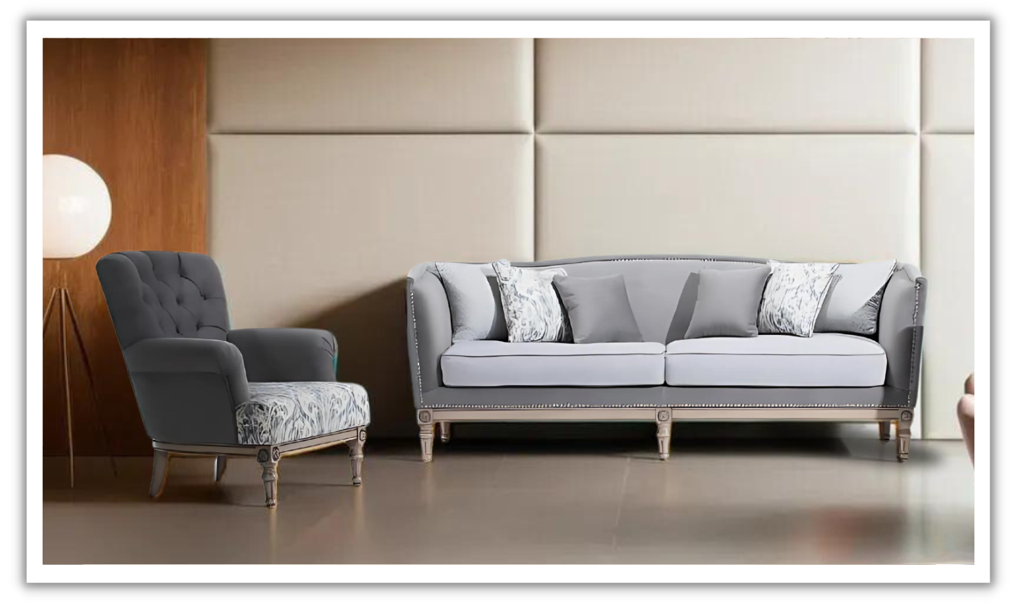 Gio Italia Helios 2 Pieces Living Room Set in Gray