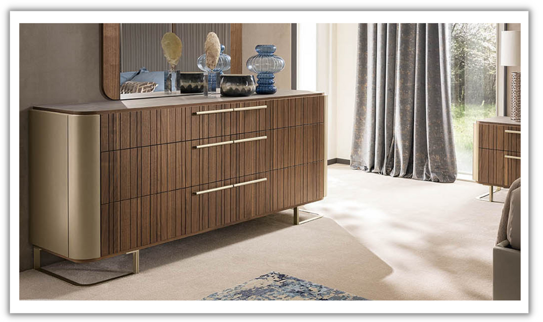 Alf Dafre Hera 6 Drawer Dresser in Channel Walnut Wood