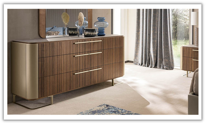 Alf Dafre Hera 6 Drawer Dresser in Channel Walnut Wood