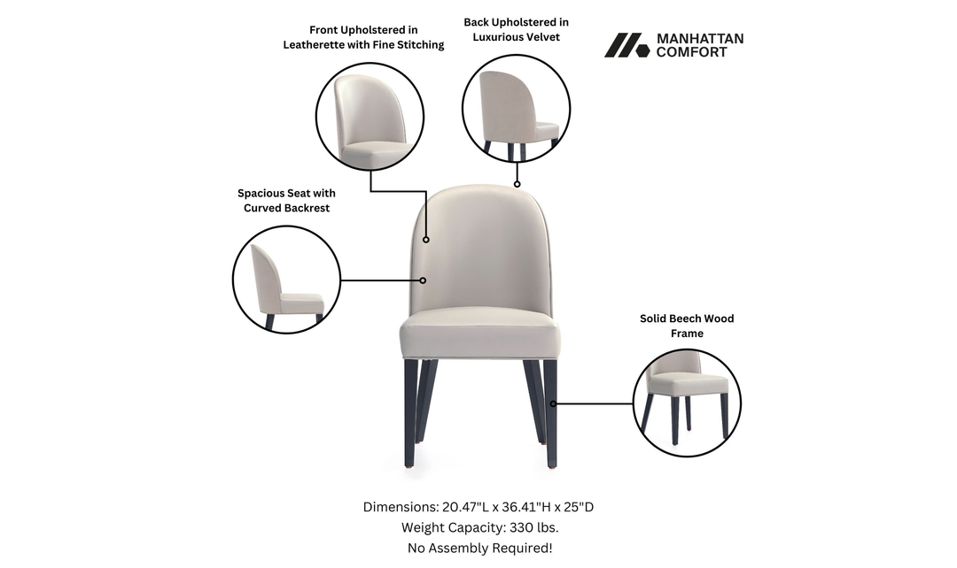 Manhattan Comfort Hillman Wood Upholstered Dining Chair-Jennifer Furniture