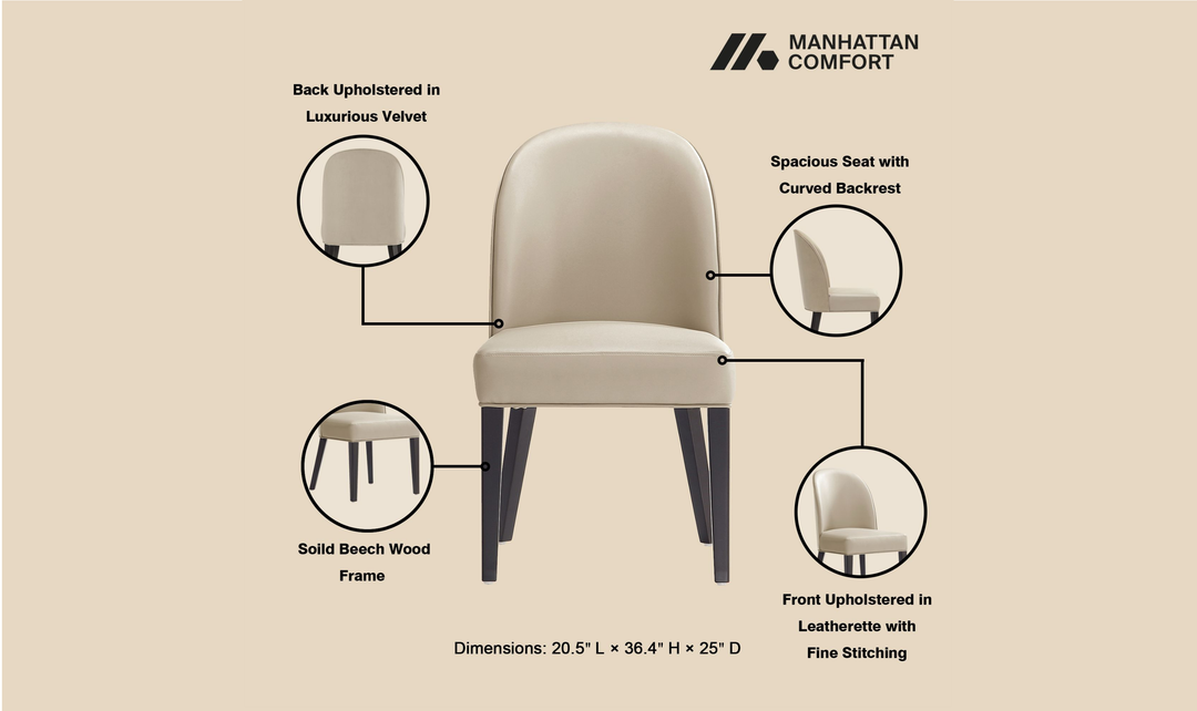 Manhattan Comfort Hillman Wood Upholstered Dining Chair-Jennifer Furniture