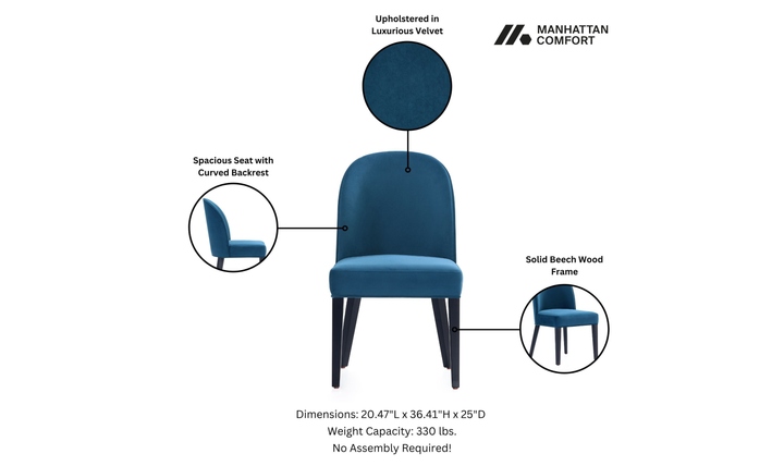 Manhattan Comfort Hillman Wood Upholstered Dining Chair-Jennifer Furniture
