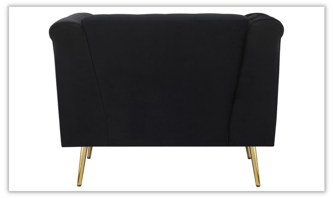 Holly Velvet Upholstered Tufted Living Room Set in Black