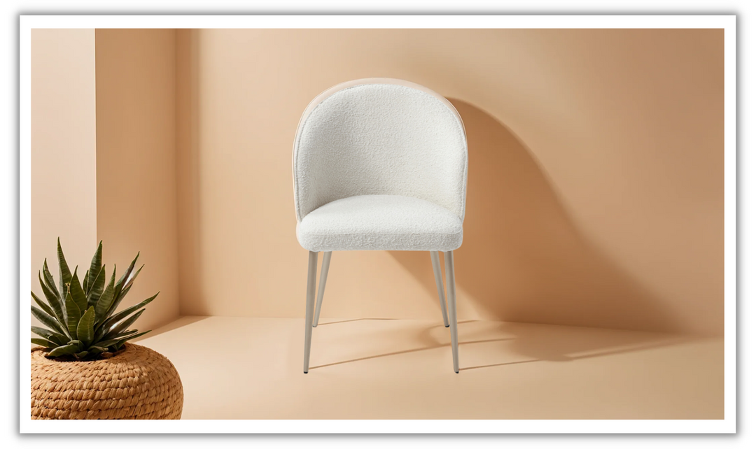 HomeTown Fabric Dining Chair in White-Jennifer Furniture