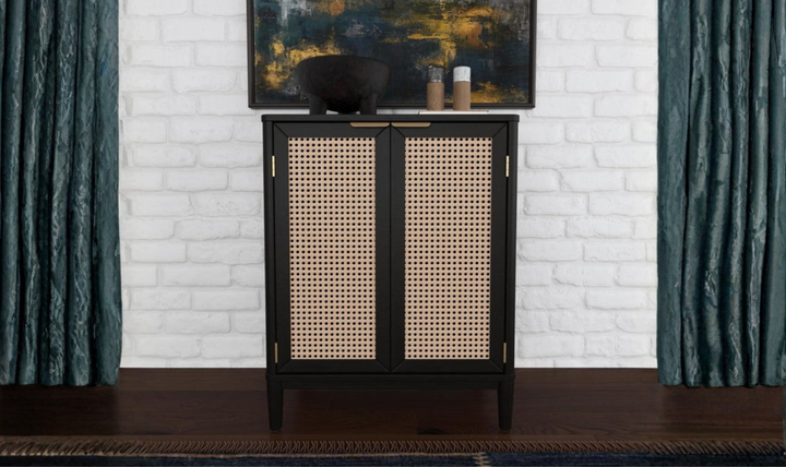 Homestyles Brentwood Bar Cabinet With Black-Painted Finish-jennifer furniture