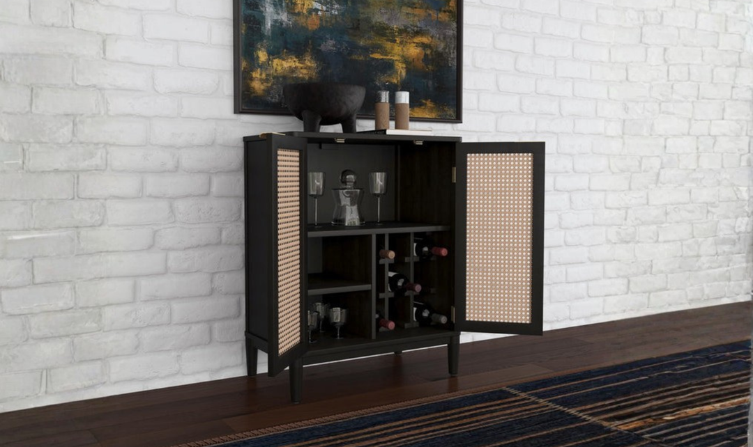 Homestyles Brentwood Bar Cabinet With Black-Painted Finish-jennifer furniture