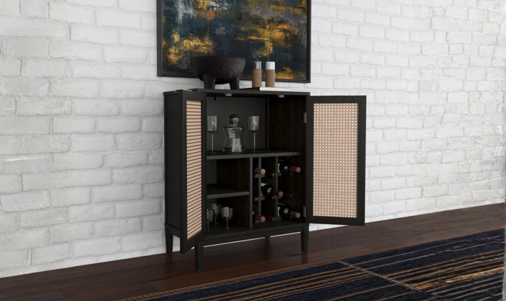 Homestyles Brentwood Bar Cabinet With Black-Painted Finish-jennifer furniture