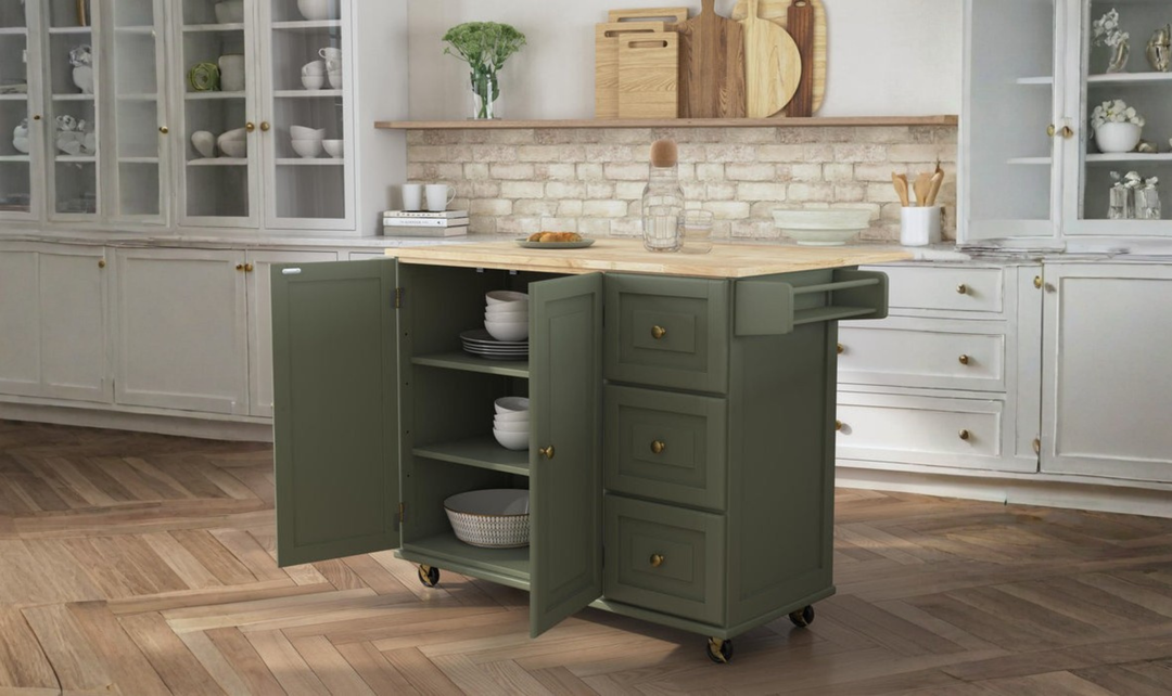 Homestyles Dolly Madison Drop Leaf Kitchen Cart-jennifer furniture
