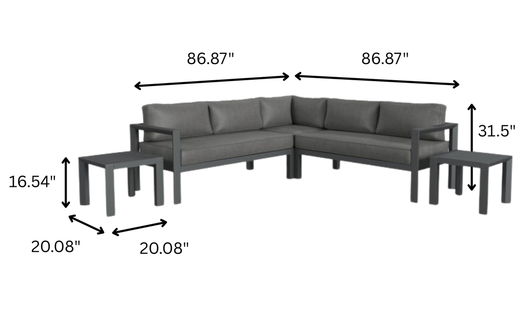 Homestyles Grayton 5 Seat Sectional Sofa With 2 End Tables