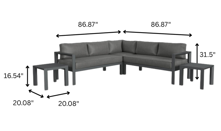 Homestyles Grayton 5 Seat Sectional Sofa With 2 End Tables