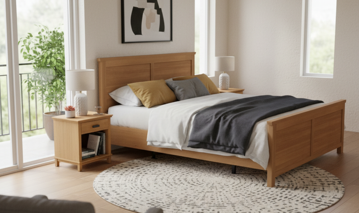 Homestyles Oak Park Wooden Bed and Nightstand-jennifer furniture