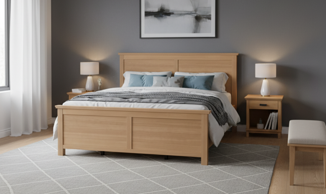 Homestyles Oak Park Wooden Bed and Nightstand-jennifer furniture